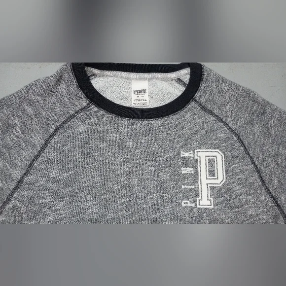 Victoria's Secret PINK Gray Crewneck with Black Trim, Size XS - Picture 3 of 5
